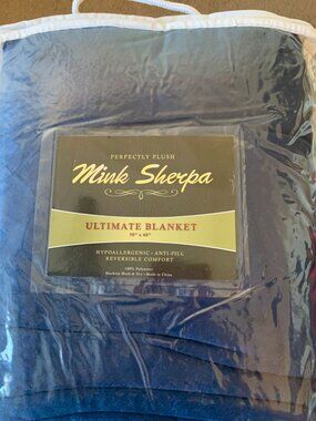 Perfectly Plush Mink Sherpa Ultimate Blanket 50" X 60" Hypoallergenic Anti-Pill